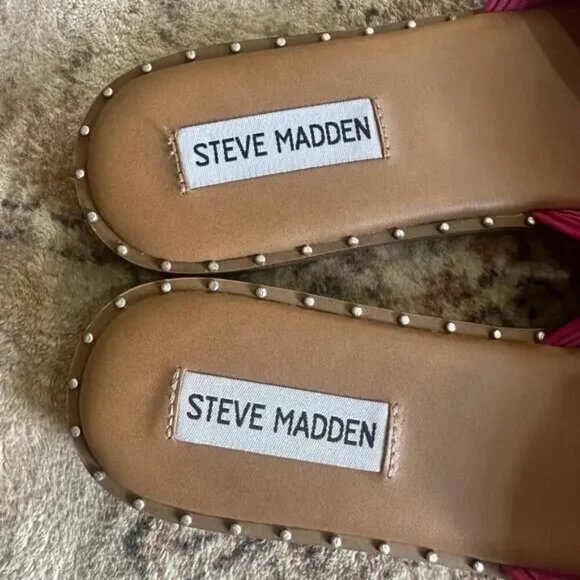 Steve Madden Willow Knot Slide Sandals in Fuschia Pink Bow Flats Size 8.5 EUC - Picture 3 of 5